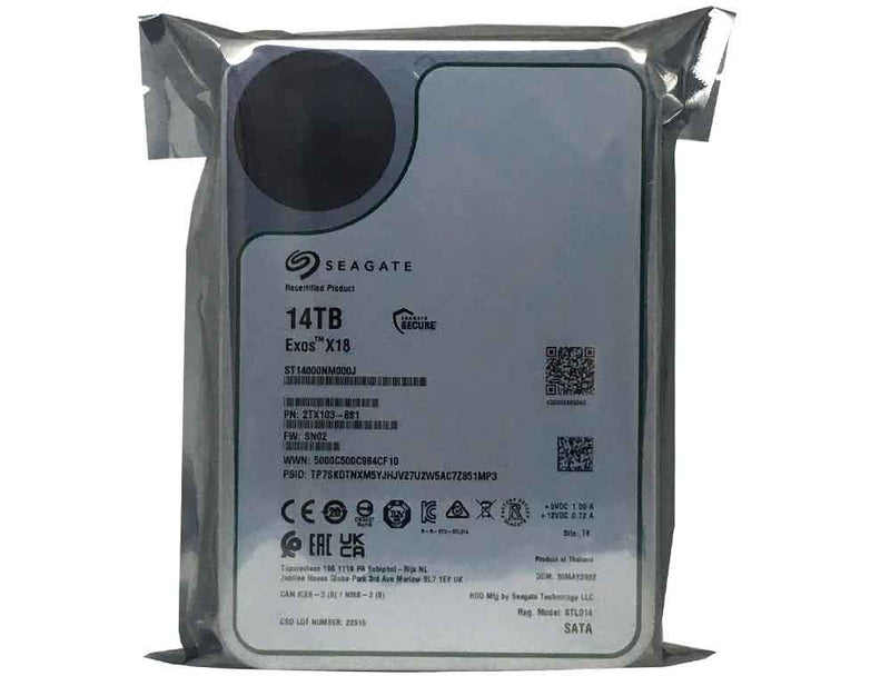 Seagate Exos X14 ST14000NM000J 14TB 7200 RPM SATA 6Gb/s 256MB Cache 3.5-Inch Enterprise Hard Drive - 5 Year Warranty